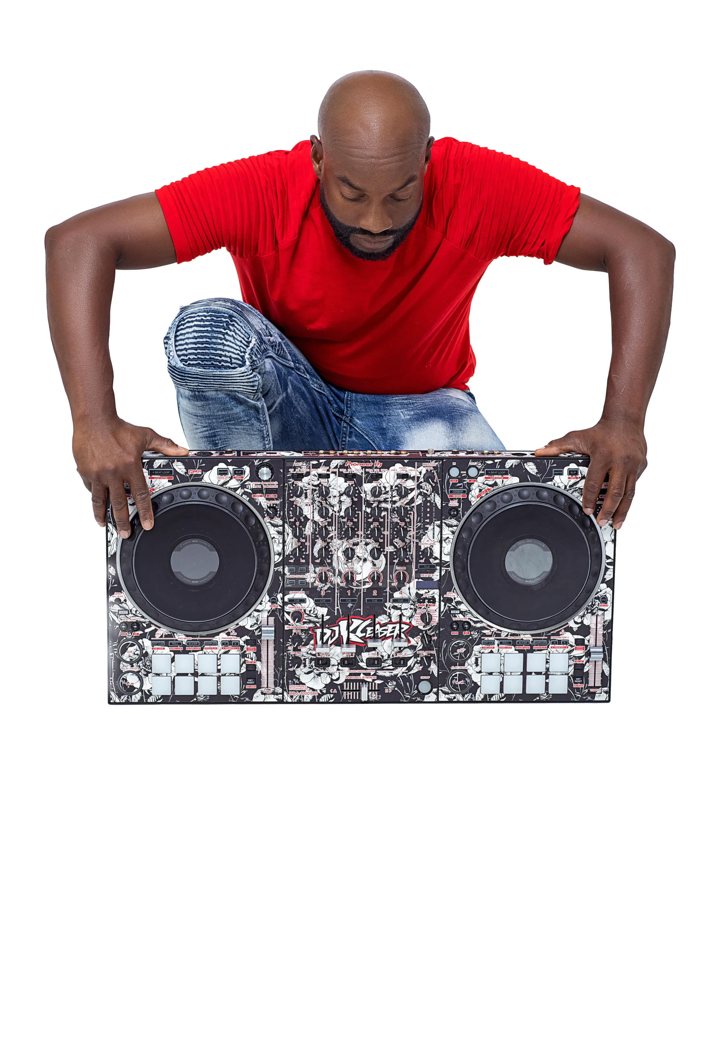 DJ KCeaser working his custom controller